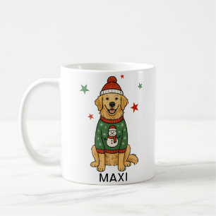 Golden Retriever Snowman Ugly Sweater Holiday Coffee Mug