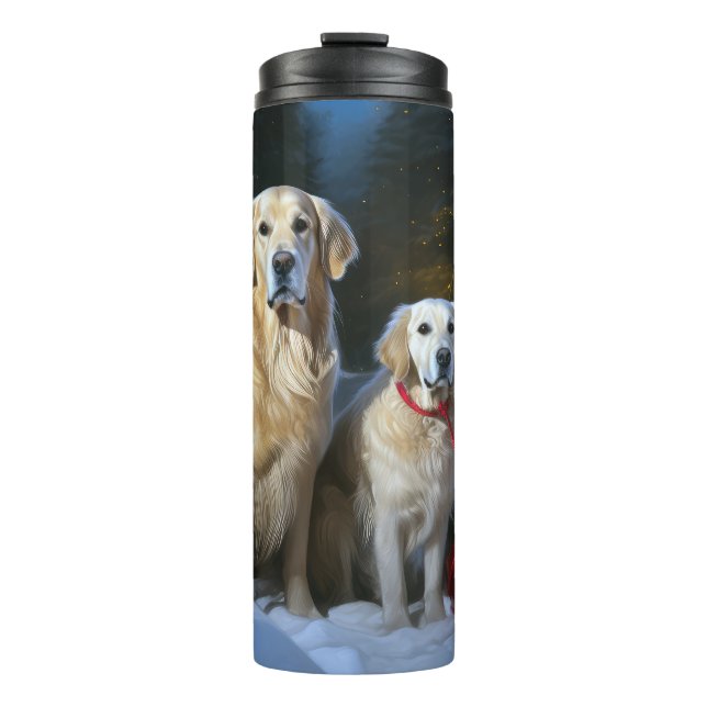 Golden Retriever Snowy Sleigh Christmas Decor  Thermal Tumbler (Front)