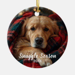 Golden Retriever Snuggle Season Ceramic Ornament