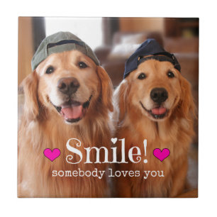Golden Retriever Somebody Loves You Ceramic Tile