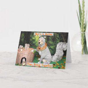 Golden Retriever Squirrel Harvest Thanksgiving  Holiday Card