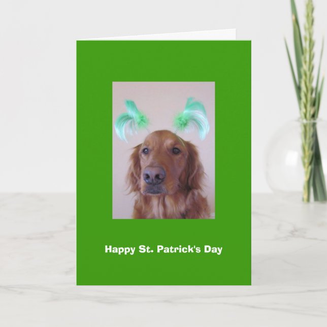 Golden Retriever St. Patrick's Day Card (Front)