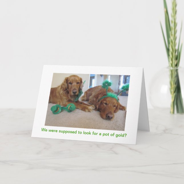 Golden Retriever St. Patrick's Day Card (Front)