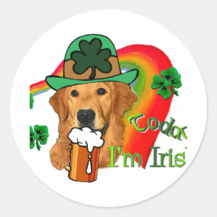 Golden Retriever St Patricks Day Classic Round Sticker