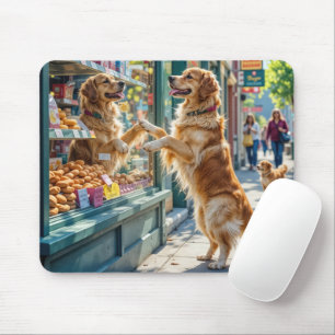 Golden Retriever Staring At Bakery Pastries Mouse Pad