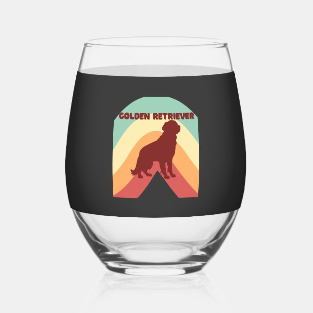 Golden Retriever  Stemless Wine Glass (Front)