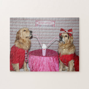 Golden Retriever Strawberry Milkshake Jigsaw Puzzle