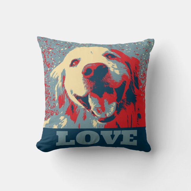 Golden Retriever Stylised Love Cushion (Front)