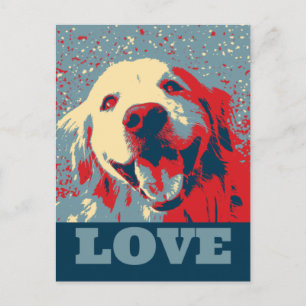 Golden Retriever Stylised Love Postcard