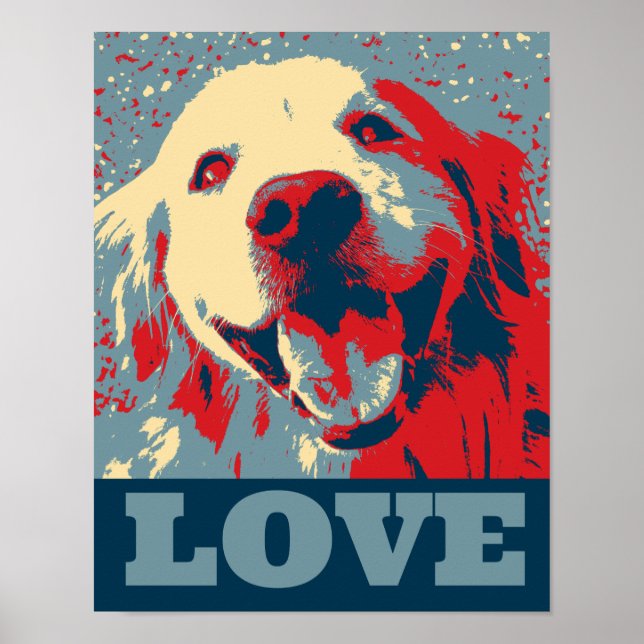 Golden Retriever Stylised Love Poster (Front)