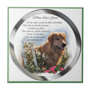 Golden Retriever Summer Garden Ceramic Tile