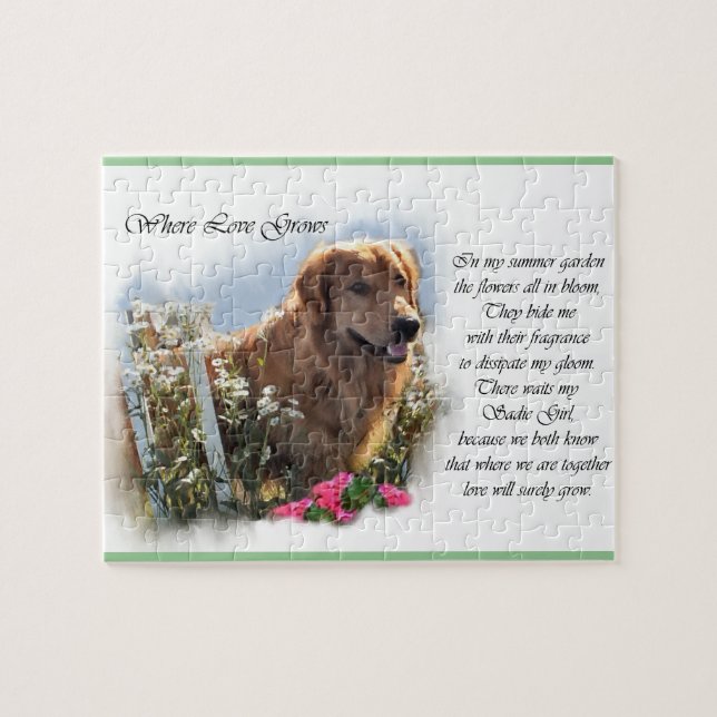 Golden Retriever Summer Garden Jigsaw Puzzle (Horizontal)