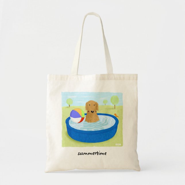 Golden Retriever Summertime | Cute Dog Art Tote Bag (Front)