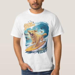 Golden Retriever Surfing Conqueror T-Shirt