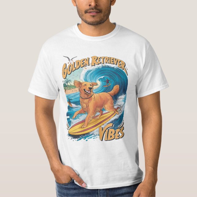 Golden Retriever Surfing Paradise T-Shirt (Front)