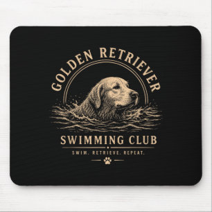 Golden Retriever Swimming Club Dog Lover Retro Mouse Pad