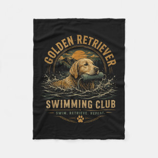 Golden Retriever Swimming Club Swim Retrieve Fleece Blanket