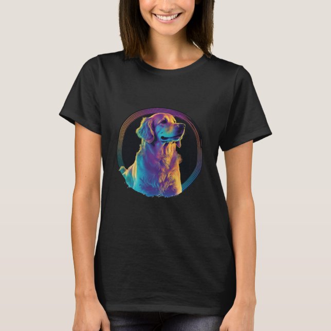 Golden Retriever Synthwave 80s Retrowave Aesthetic T-Shirt (Front)