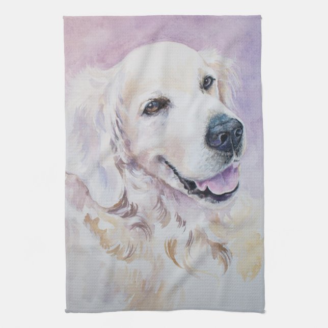 Golden retriever tea towel (Vertical)