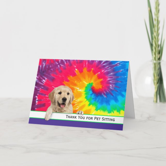 Golden Retriever Thank You for Pet Sitting Card (Front)