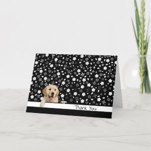 Golden Retriever Thank You on Floral Print Card
