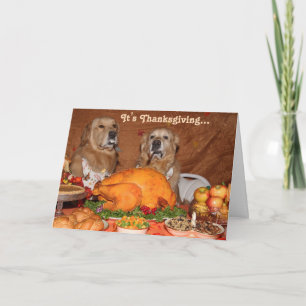 Golden Retriever Thanksgiving Feast Holiday Card