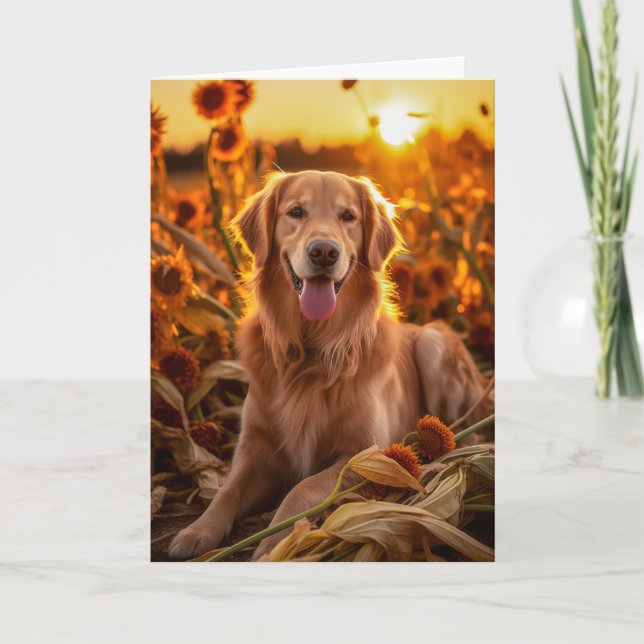 Golden Retriever Thanksgiving Holiday Card (Front)
