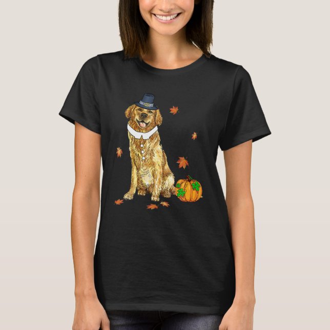 Golden Retriever Thanksgiving Pilgrim Turkey Men T-Shirt (Front)