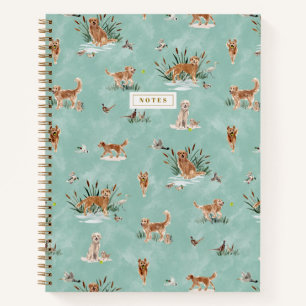 GOLDEN RETRIEVER TOILE Aqua Notebook
