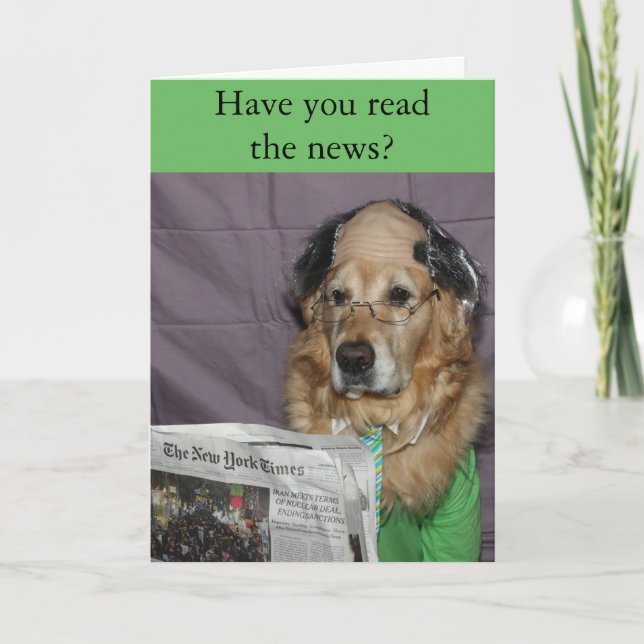 Golden Retriever Top Dad Father's Day News Card (Front)