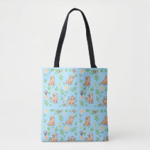 Golden Retriever Tote Bag Cute Pastel Spring Dog D
