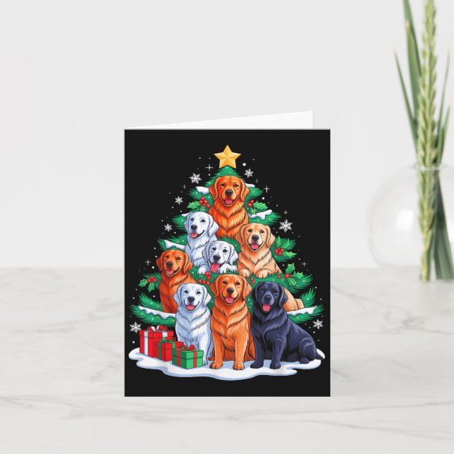 Golden Retriever Tree Christmas Xmas Squad Men Wom Card (Front)