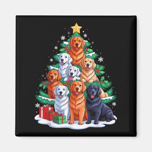 Golden Retriever Tree Christmas Xmas Squad Men Wom Magnet (Front)