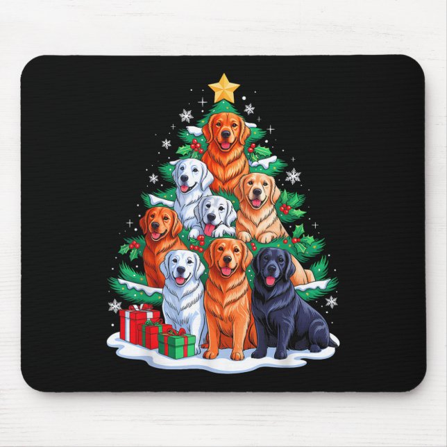 Golden Retriever Tree Christmas Xmas Squad Men Wom Mouse Pad (Front)