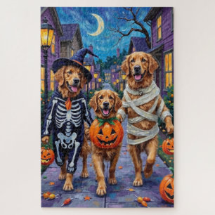 Golden Retriever Trick-or-Treating Halloween Jigsaw Puzzle