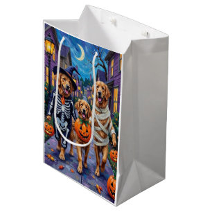 Golden Retriever Trick-or-Treating Halloween Medium Gift Bag
