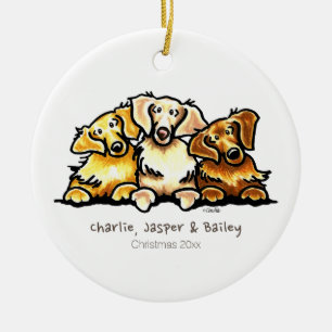 Golden Retriever Trio Personalised Ceramic Tree Decoration