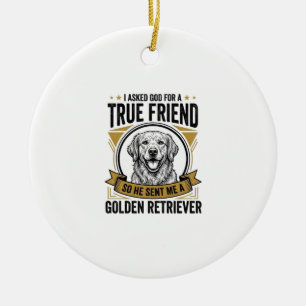 Golden Retriever True Friend Vintage Dog Lover Des Ceramic Ornament