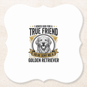 Golden Retriever True Friend Vintage Dog Lover Des Paper Coaster