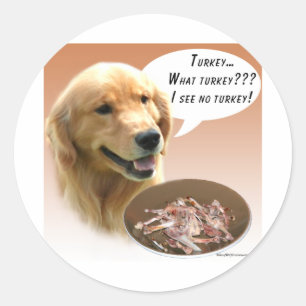 Golden Retriever Turkey Classic Round Sticker