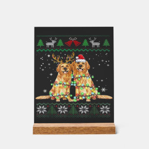 Golden retriever Ugly Christmas Dog Funny Christma Acrylic Sign