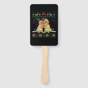Golden retriever Ugly Christmas Dog Funny Christma Hand Fan