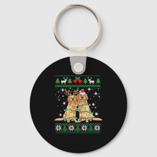 Golden retriever Ugly Christmas Dog Funny Christma Key Ring