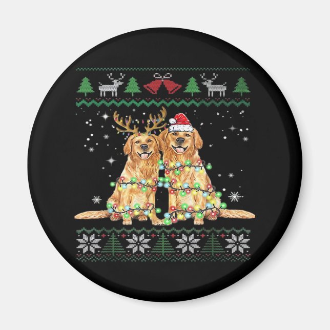 Golden retriever Ugly Christmas Dog Funny Christma Magnet (Front)