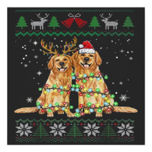 Golden retriever Ugly Christmas Dog Funny Christma Poster