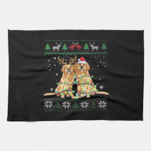 Golden retriever Ugly Christmas Dog Funny Christma Tea Towel