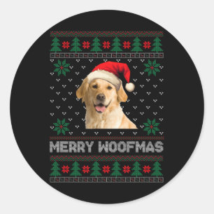 Golden Retriever Ugly Christmas Santa Dog Xmas Paj Classic Round Sticker