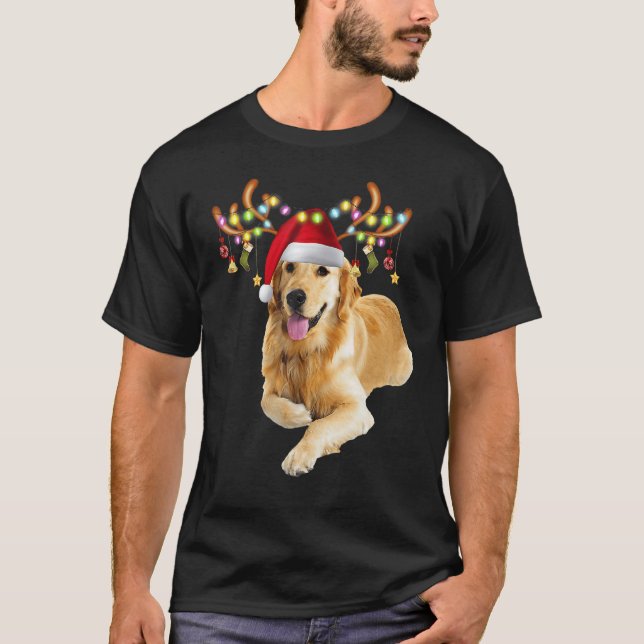 Golden Retriever Ugly Xmas Sweater Antlers Dog (Front)