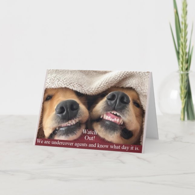 Golden Retriever Undercover Agents Birthday Card (Front)