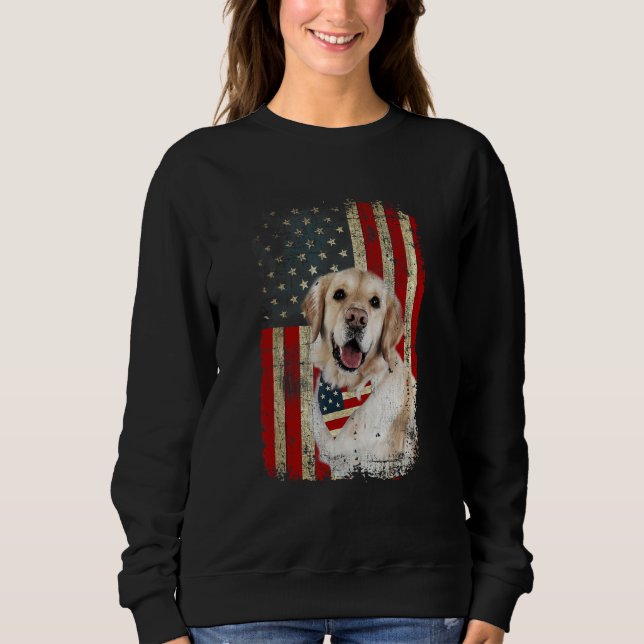 Golden Retriever  USA Flag Fourth 4th Of July Patr Sweatshirt (Front)